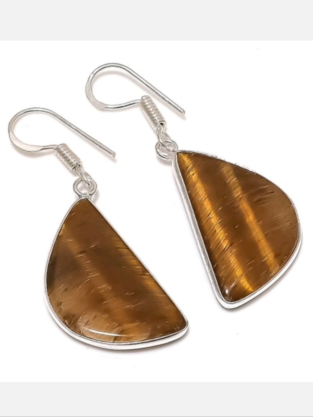 Tiger's Eye Gemstone Jewelry 925 Sterling Silver Handmade Drop Dangle Earrings